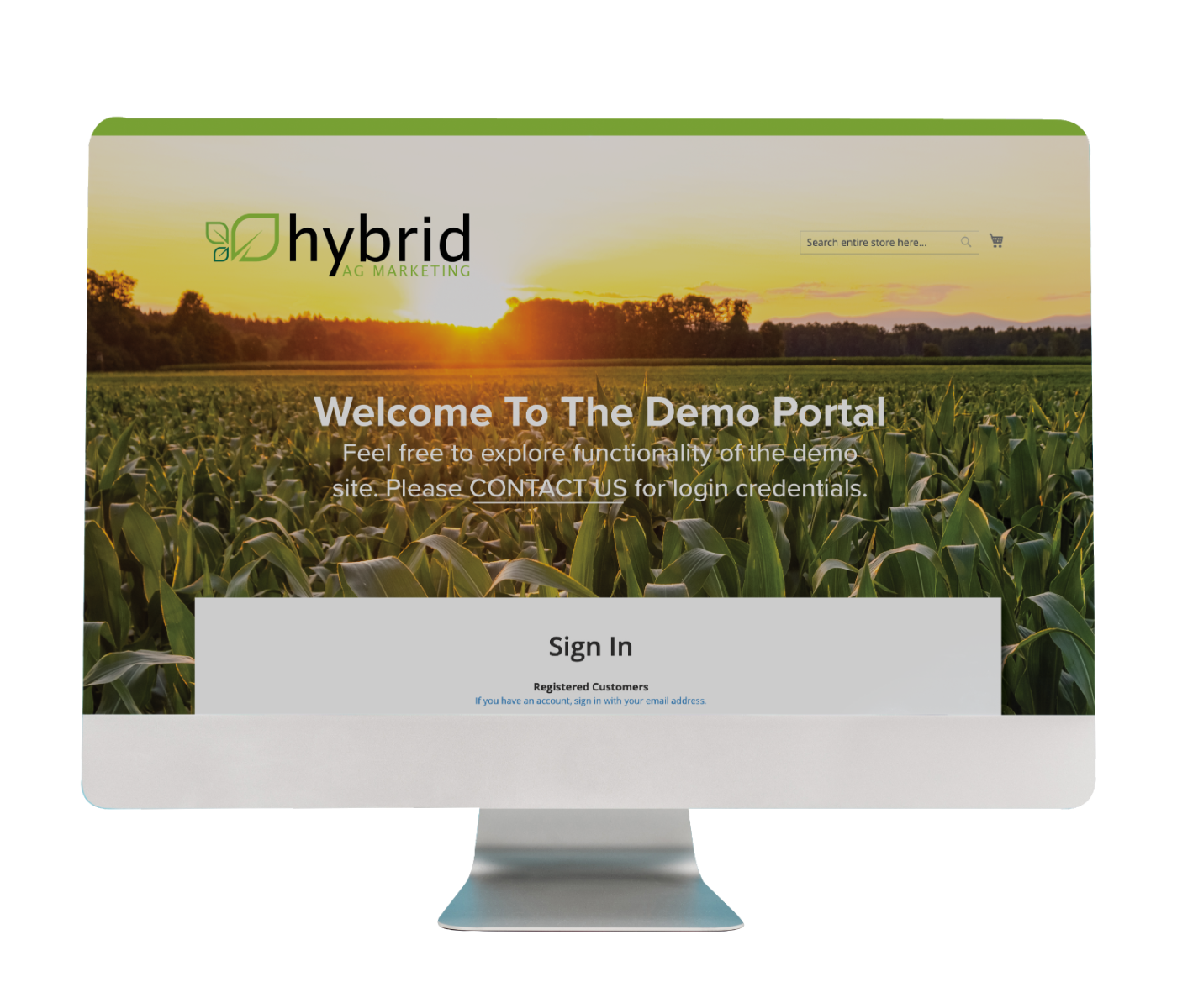 Monitor with Hybrid-Ag website superimposed