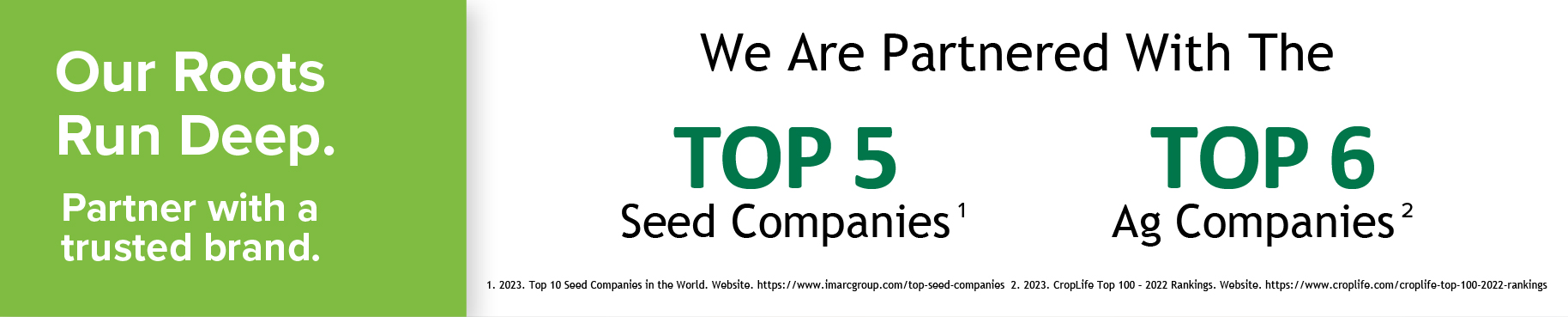 We are partnered with the top 5 seed companies and top 6 ag companies